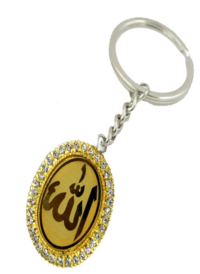 AFH Allaha Arabic Word Oval Design with Diamond Decorative Key Chain for Gifting